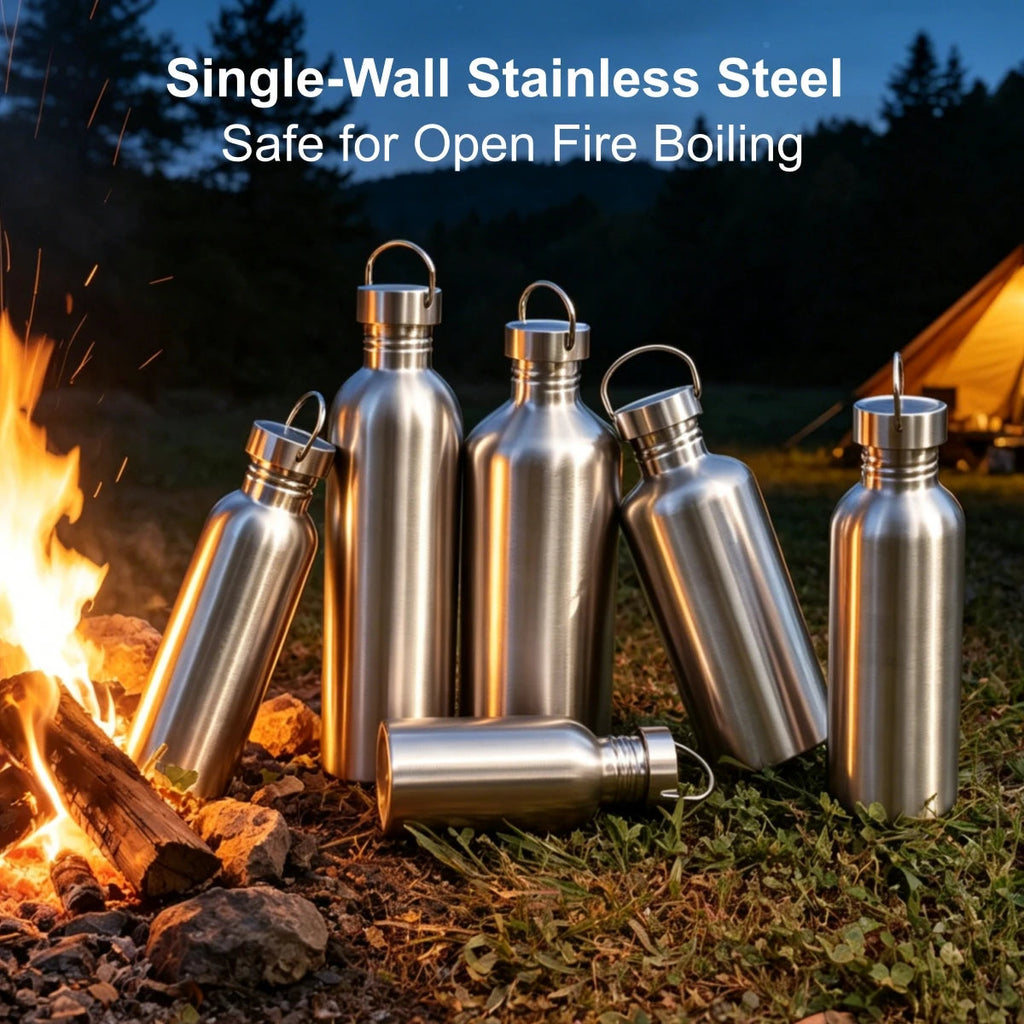 350-2000ml Stainless Steel Water Bottle Single Wall Metal Bottle for Camping Hiking Cycling Outdoor Sports Reusable Bottle NestNook