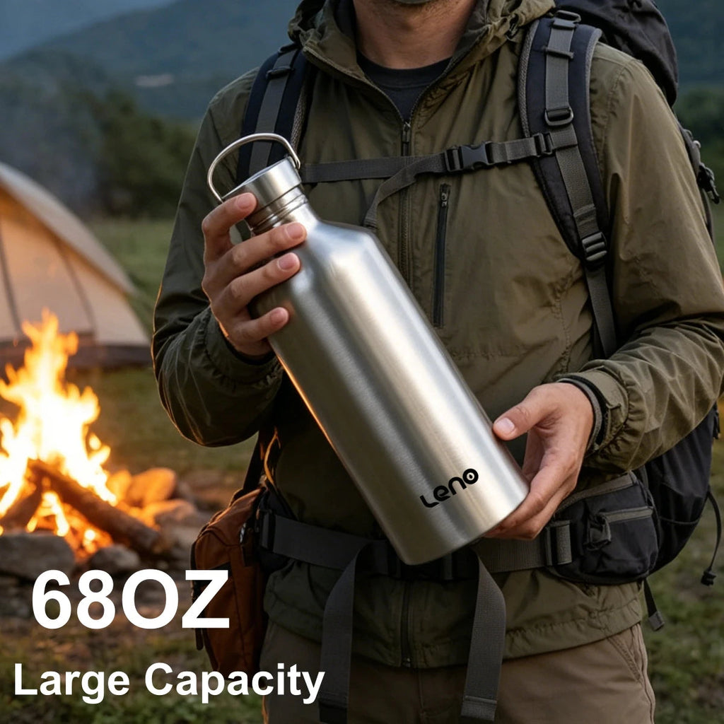 350-2000ml Stainless Steel Water Bottle Single Wall Metal Bottle for Camping Hiking Cycling Outdoor Sports Reusable Bottle NestNook