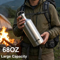 350-2000ml Stainless Steel Water Bottle Single Wall Metal Bottle for Camping Hiking Cycling Outdoor Sports Reusable Bottle NestNook