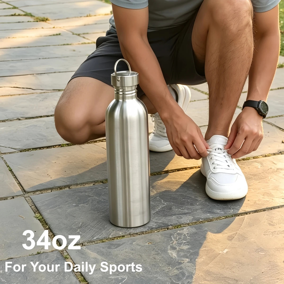 350-2000ml Stainless Steel Water Bottle Single Wall Metal Bottle for Camping Hiking Cycling Outdoor Sports Reusable Bottle NestNook