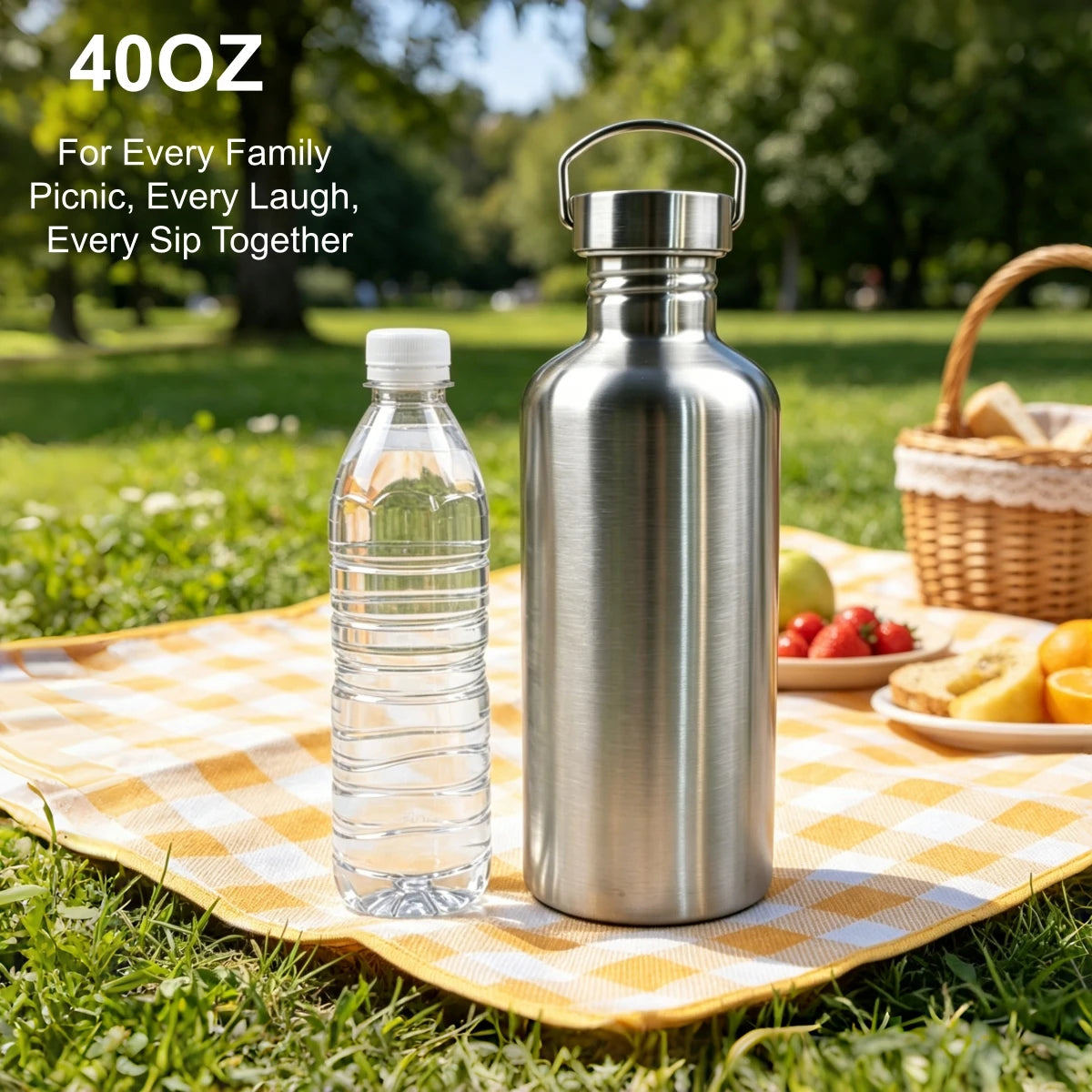 350-2000ml Stainless Steel Water Bottle Single Wall Metal Bottle for Camping Hiking Cycling Outdoor Sports Reusable Bottle NestNook