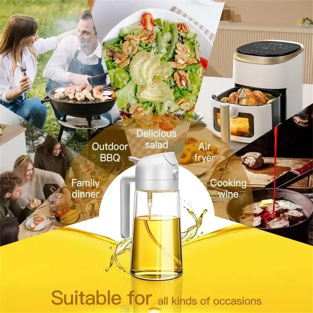 Olive Oil Dispenser, 15.8oz/470ml, 2in1 Oil Sprayer & Pourer for Salads, Frying, Grilling, Ideal for Kitchen, Glass Sprayer Bott NestNook
