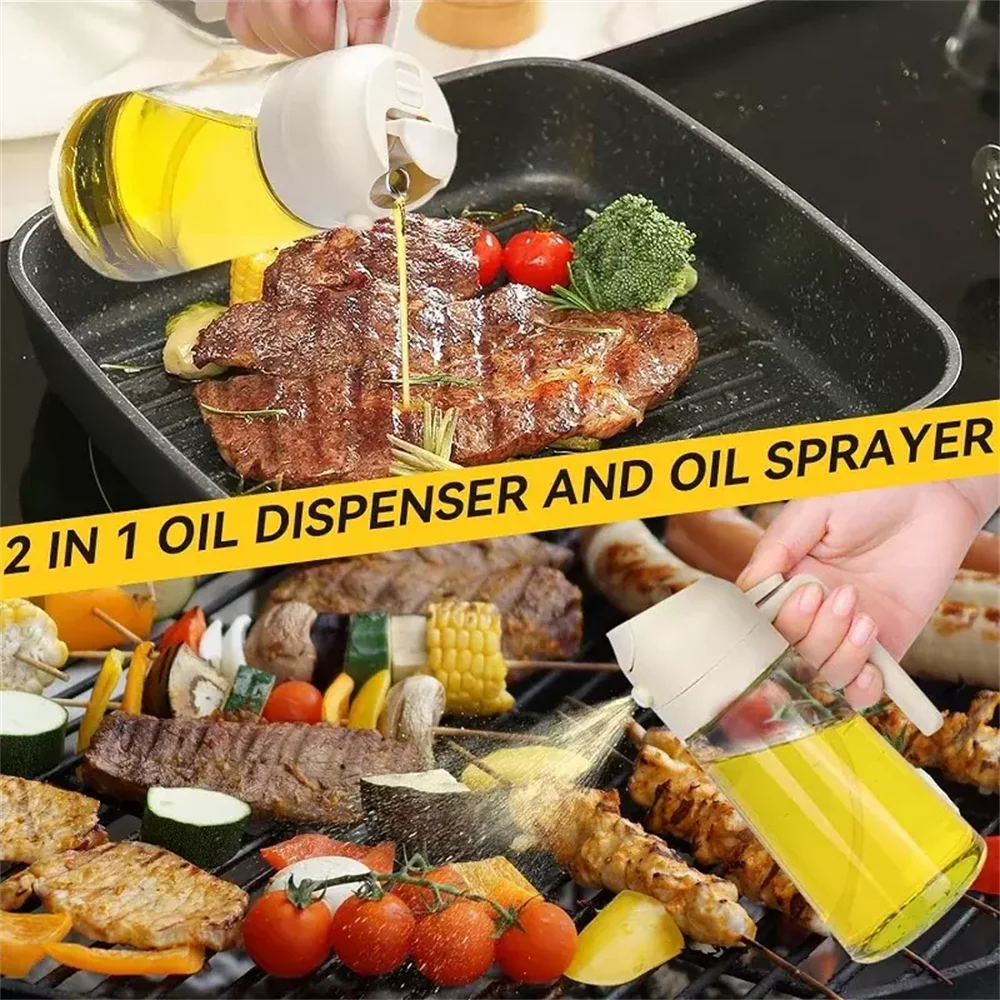 Olive Oil Dispenser, 15.8oz/470ml, 2in1 Oil Sprayer & Pourer for Salads, Frying, Grilling, Ideal for Kitchen, Glass Sprayer Bott NestNook