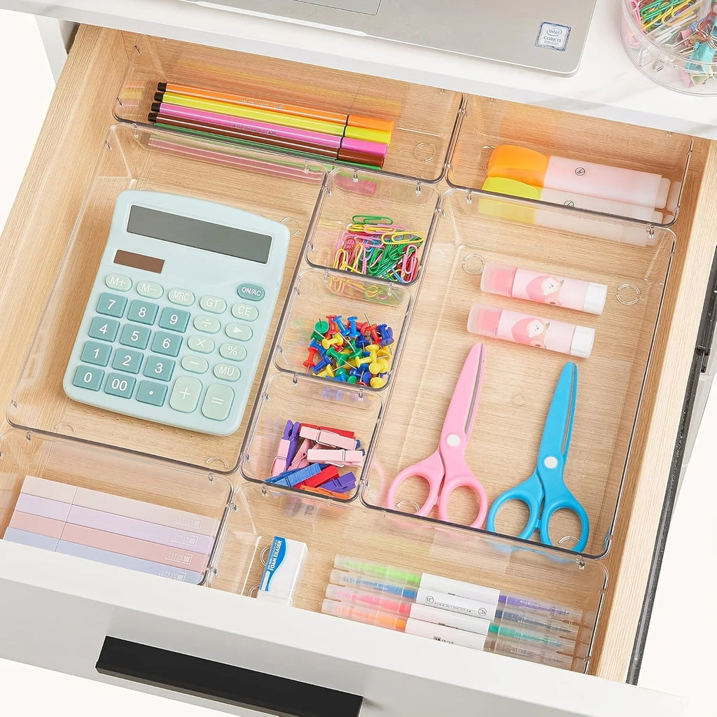 60/6/9/12Pack Drawer Organizers Clear Plastic Tub Containers for Bathroom Dressing Table Storage, Home Organization Makeup Kit NestNook