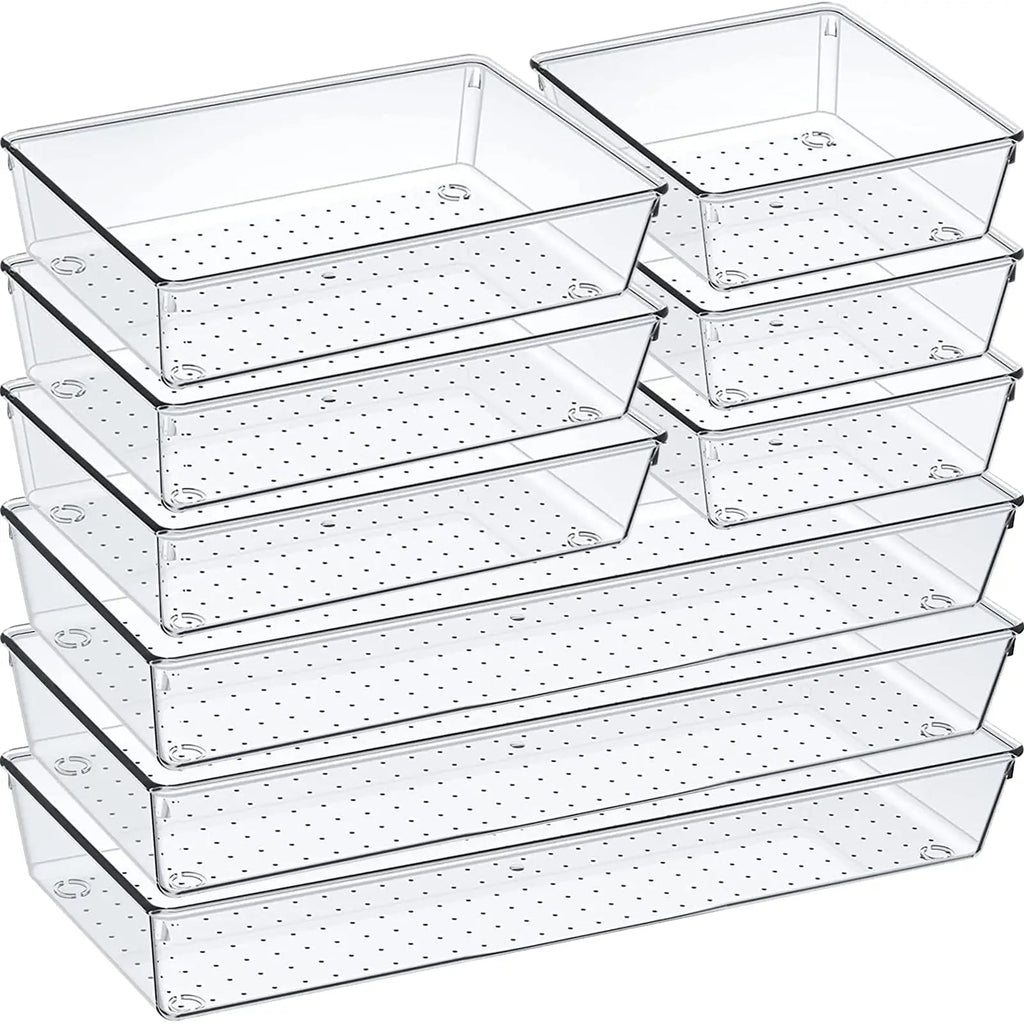 60/6/9/12Pack Drawer Organizers Clear Plastic Tub Containers for Bathroom Dressing Table Storage, Home Organization Makeup Kit NestNook