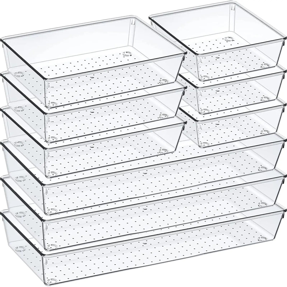 60/6/9/12Pack Drawer Organizers Clear Plastic Tub Containers for Bathroom Dressing Table Storage, Home Organization Makeup Kit NestNook