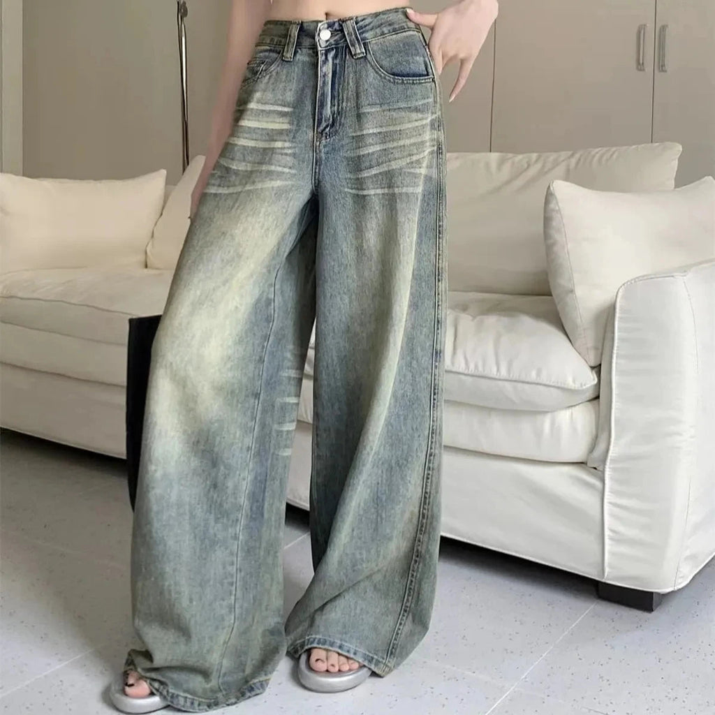 Y2K Loose Straight Leg Jeans Women Trousers Baggy Wide Fit Casual High Waist Retro Washed Vintage Style Women's Jeans Jeans NestNook