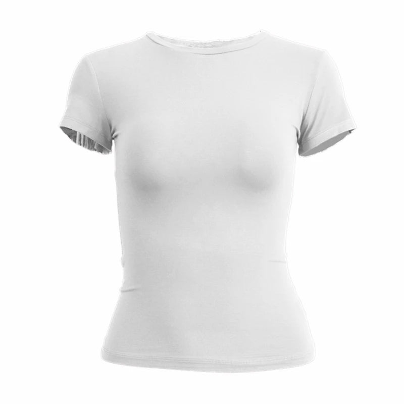 Woman Clothing Short Sleeve T-shirt Slim Fit Tops Female O-Neck Knitted Sheath Tee Shirt Street Wear Sex Sporty 2024 Y2K New2410 NestNook