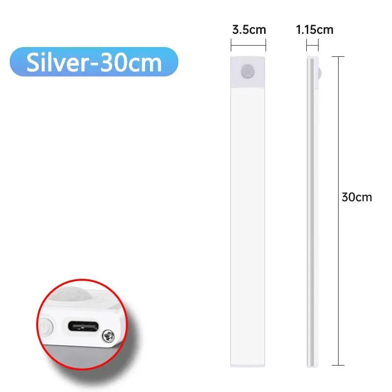 LED Cabinet Light USB Type-C Rechargeable Motion Sensor Led Lamp for Kitchen Wardrobe Cabinet Lighting 20cm/30cm/40cm/50cm/60cm NestNook
