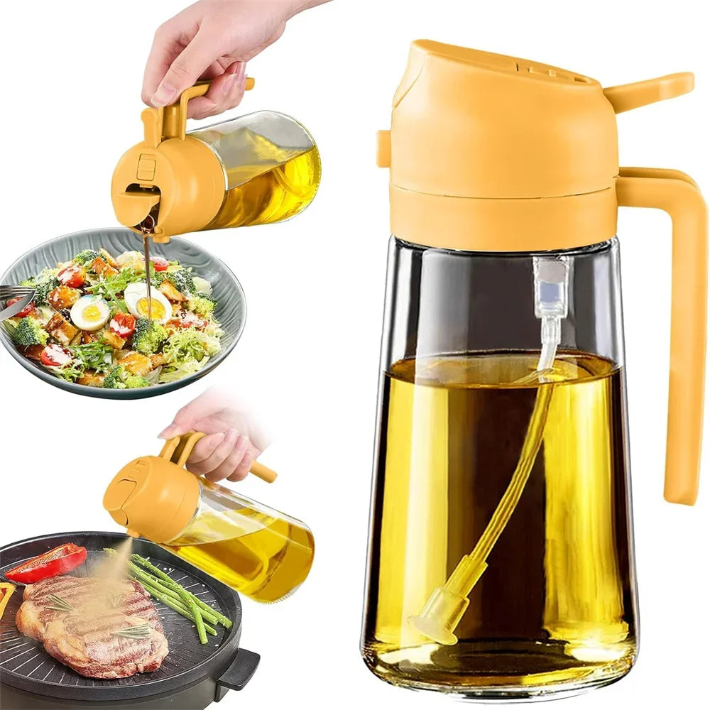 Olive Oil Dispenser, 15.8oz/470ml, 2in1 Oil Sprayer & Pourer for Salads, Frying, Grilling, Ideal for Kitchen, Glass Sprayer Bott NestNook