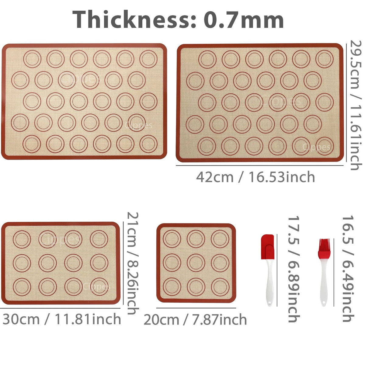 1/2/4pcs Silicone Baking Mats with Brush Spatula Set, Non-Stick Reusable Heat-Resistant, for Oven, Cookies, Macaron, Pastry NestNook