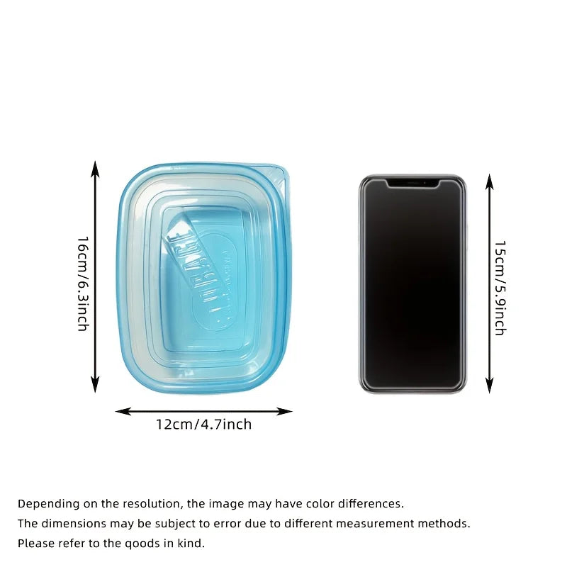 A Set of 6 Transparent Stackable Plastic Food Storage Containers with Blue Lids and Measurement Markings—Reusable, Dishwasher Sa NestNook