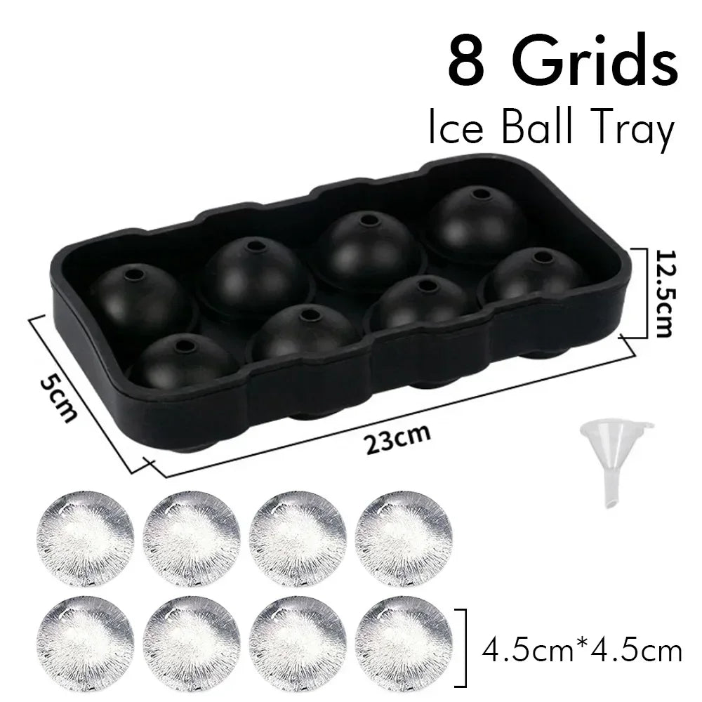 Ice Cube Tray Silicone Ice Ball Freezer Mold Square Ice Cube Maker with Lid 4/6/8 Grids for Whiskey Cocktail Coffee Accessories NestNook
