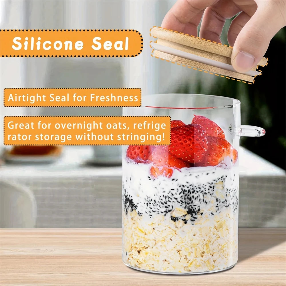 1/2/3/4pcs Airtight Glass Jars with Bamboo Lids and Spoons 18oz Transparent Glass Bulk Food Storage Jar for Spices, Beans, Tea NestNook