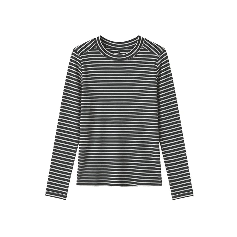 Silk Wool Splice Long Sleeve T-shirt Women Spring Summer Thin Soft Waxy Fit Solid Color Backing Top NestNook