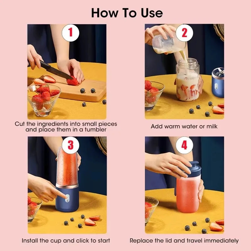 Portable Fruit Juice Blenders Summer Personal Electric Mini Bottle Home USB 6 Blades Juicer Cup Machine For Kitchen NestNook
