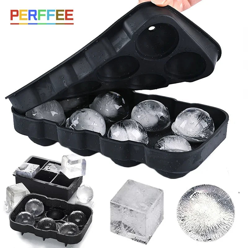 Ice Cube Tray Silicone Ice Ball Freezer Mold Square Ice Cube Maker with Lid 4/6/8 Grids for Whiskey Cocktail Coffee Accessories NestNook