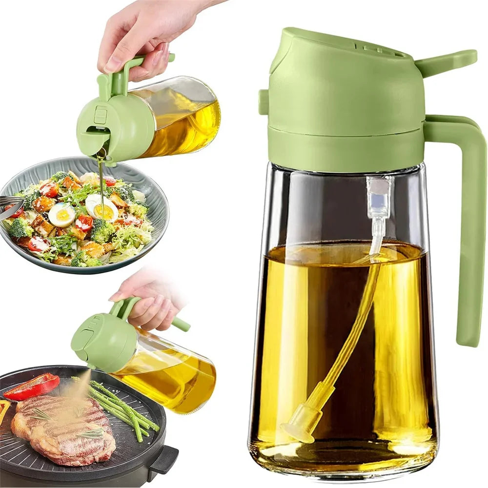 Olive Oil Dispenser, 15.8oz/470ml, 2in1 Oil Sprayer & Pourer for Salads, Frying, Grilling, Ideal for Kitchen, Glass Sprayer Bott NestNook