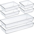 60/6/9/12Pack Drawer Organizers Clear Plastic Tub Containers for Bathroom Dressing Table Storage, Home Organization Makeup Kit NestNook