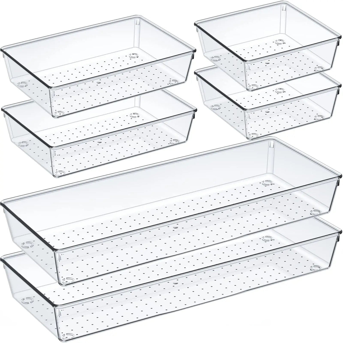 60/6/9/12Pack Drawer Organizers Clear Plastic Tub Containers for Bathroom Dressing Table Storage, Home Organization Makeup Kit NestNook