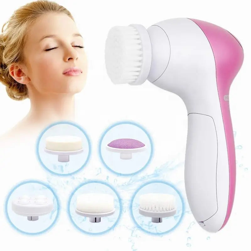 Electric Facial Cleaner 5 IN 1 Face Cleansing Brush Wash Machine Spa Skin Care Massager Blackhead Cleaning Facial Cleanser Tools NestNook