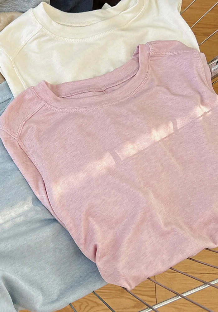 Silk Wool Splice Long Sleeve T-shirt Women Spring Summer Thin Soft Waxy Fit Solid Color Backing Top NestNook
