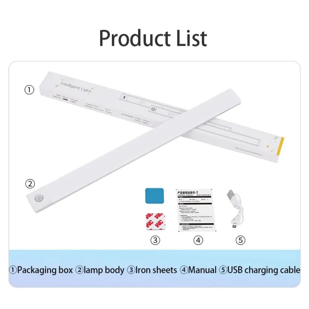 LED Cabinet Light USB Type-C Rechargeable Motion Sensor Led Lamp for Kitchen Wardrobe Cabinet Lighting 20cm/30cm/40cm/50cm/60cm NestNook