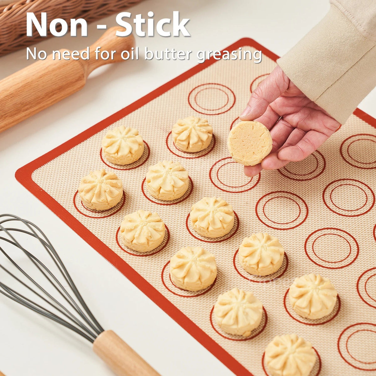 1/2/4pcs Silicone Baking Mats with Brush Spatula Set, Non-Stick Reusable Heat-Resistant, for Oven, Cookies, Macaron, Pastry NestNook