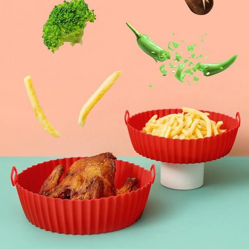 Air Fryer Silicone Liners Air Fryer Silicone Pot Reusable Silicone Air Fryer Liners Food Safe Non Stick Air Fryer Basket Accesso NestNook