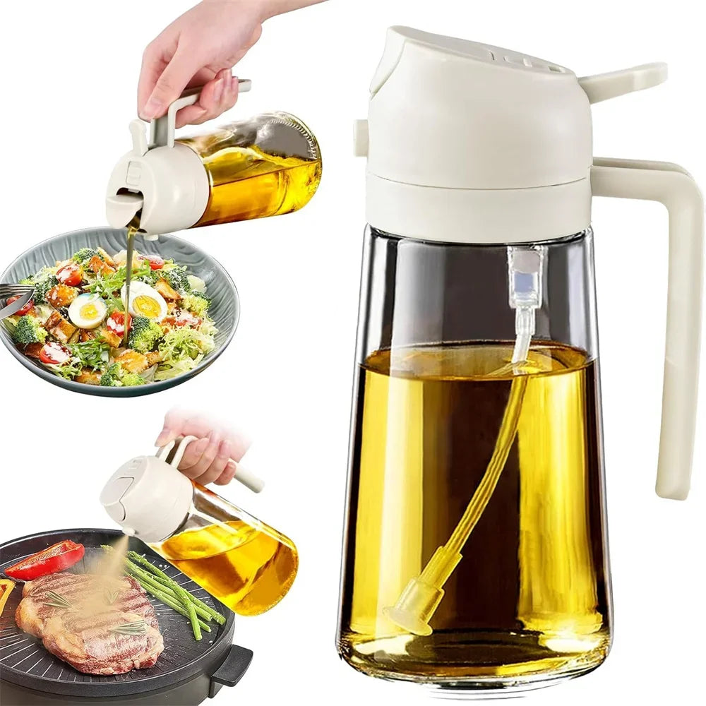 Olive Oil Dispenser, 15.8oz/470ml, 2in1 Oil Sprayer & Pourer for Salads, Frying, Grilling, Ideal for Kitchen, Glass Sprayer Bott NestNook