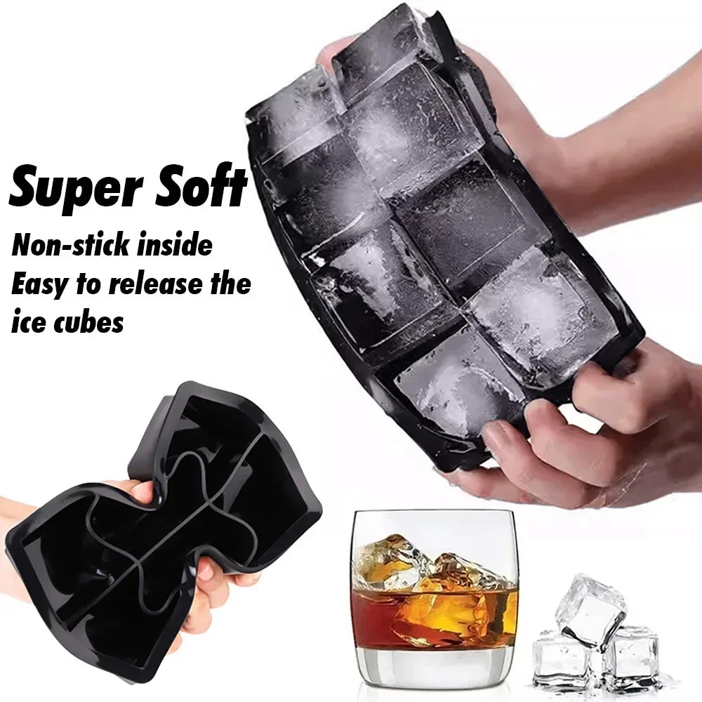 Ice Cube Tray Silicone Ice Ball Freezer Mold Square Ice Cube Maker with Lid 4/6/8 Grids for Whiskey Cocktail Coffee Accessories NestNook