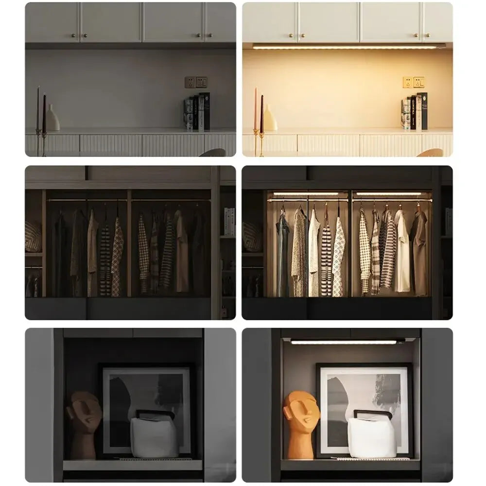 LED Cabinet Light USB Type-C Rechargeable Motion Sensor Led Lamp for Kitchen Wardrobe Cabinet Lighting 20cm/30cm/40cm/50cm/60cm NestNook