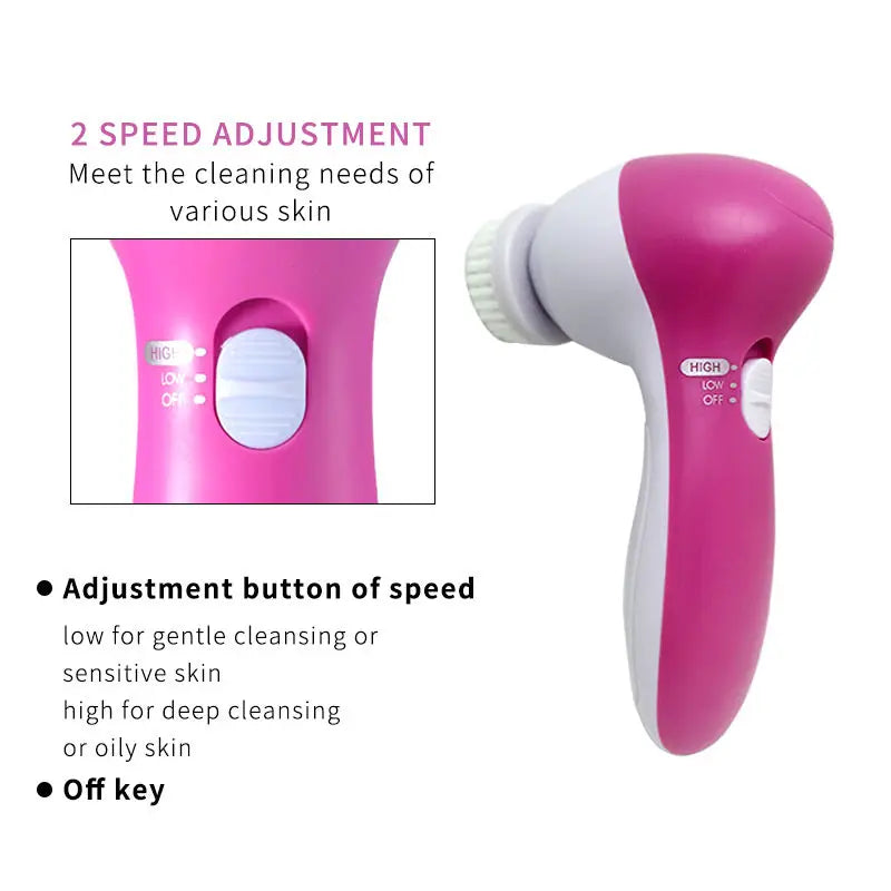 Electric Facial Cleaner 5 IN 1 Face Cleansing Brush Wash Machine Spa Skin Care Massager Blackhead Cleaning Facial Cleanser Tools NestNook