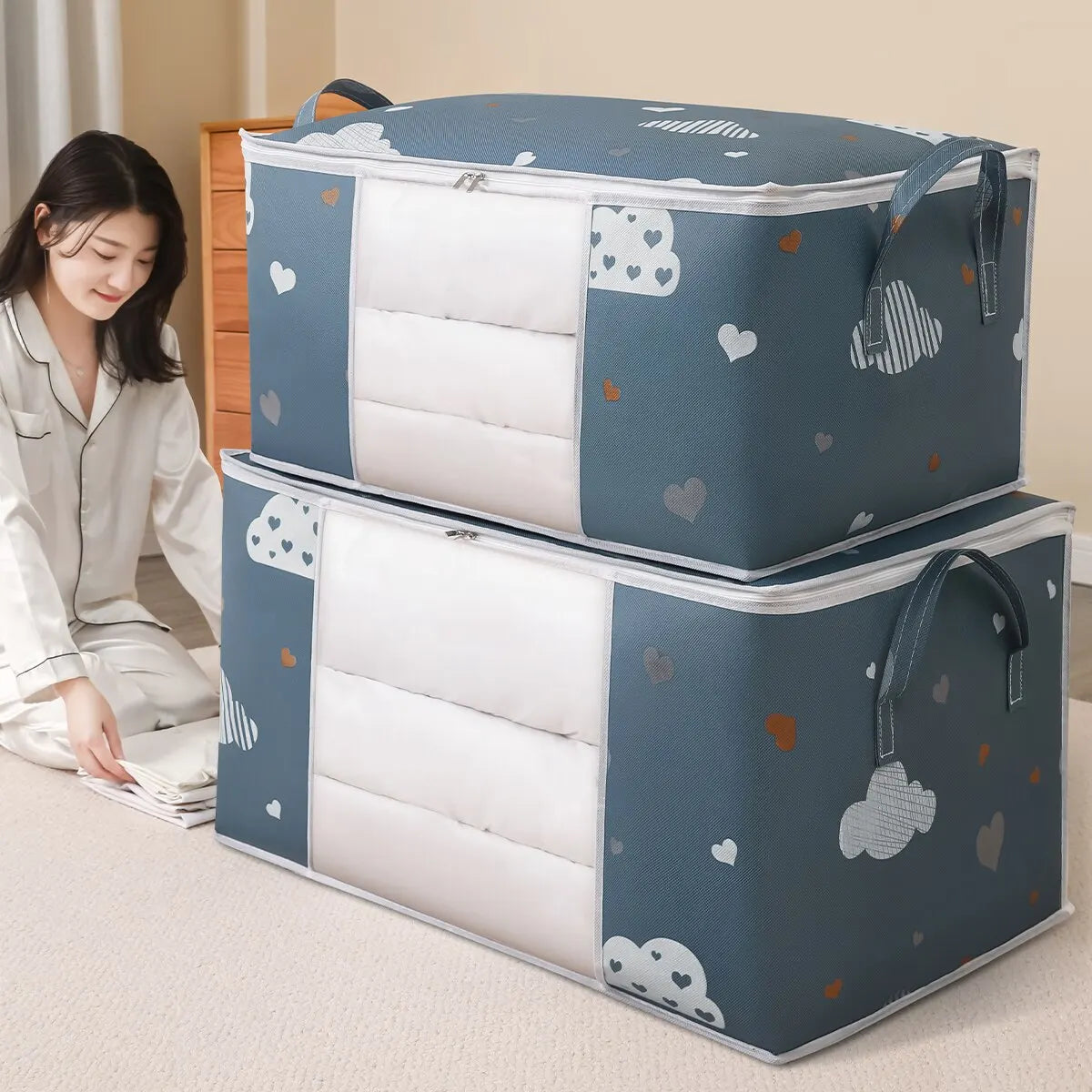 Large Capacity Quilt Storage Bag – Foldable, Reinforced Handle NestNook