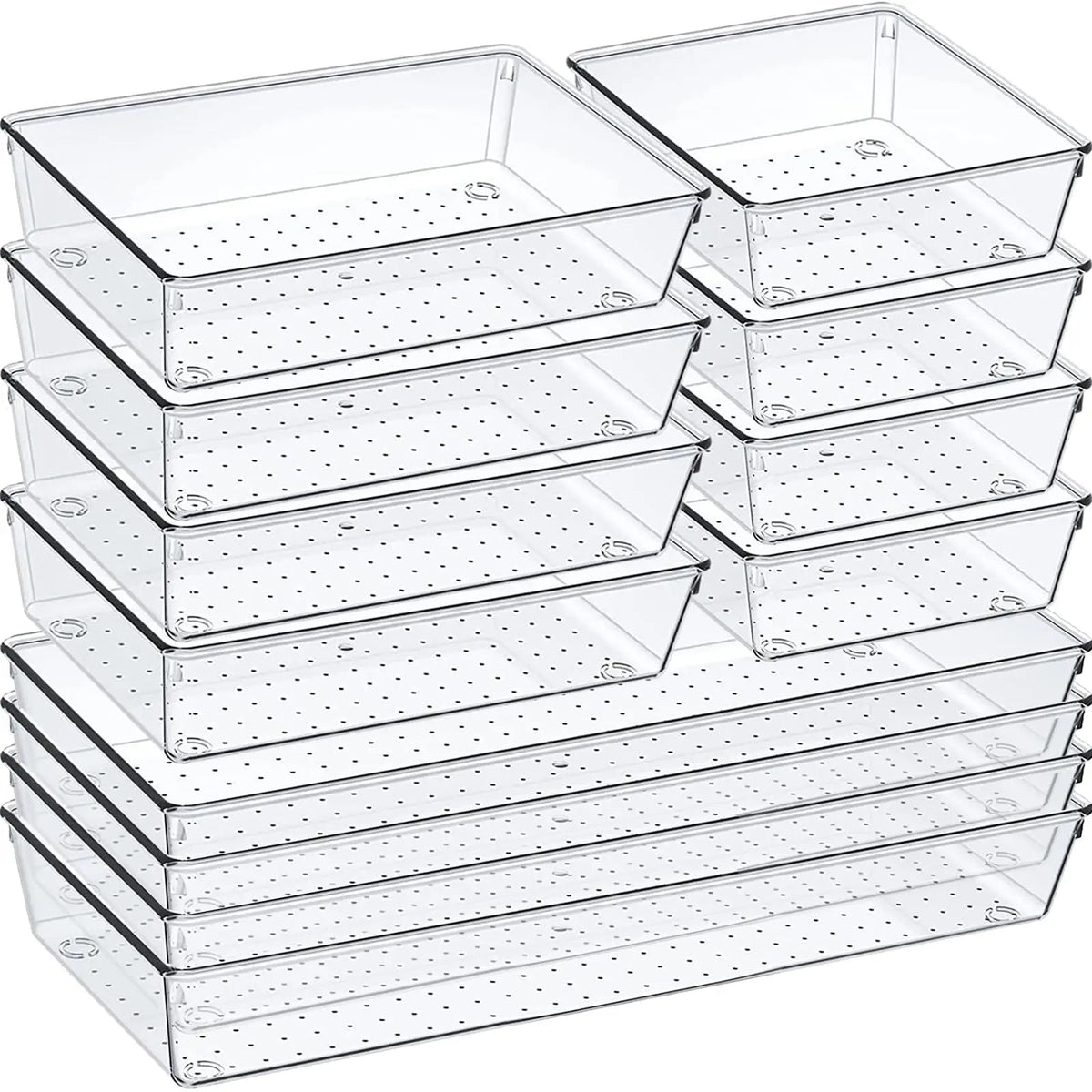 60/6/9/12Pack Drawer Organizers Clear Plastic Tub Containers for Bathroom Dressing Table Storage, Home Organization Makeup Kit NestNook